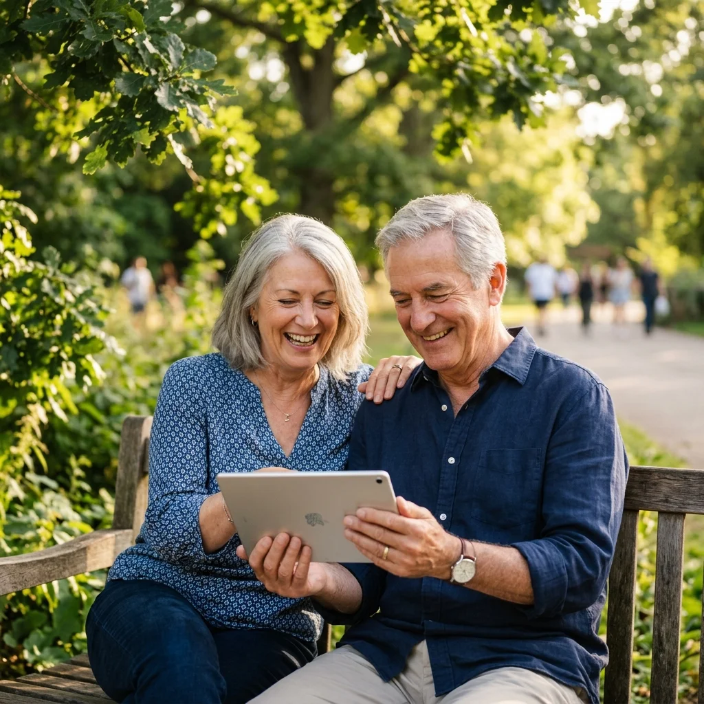 Happy independent seniors enjoying visual comfort
